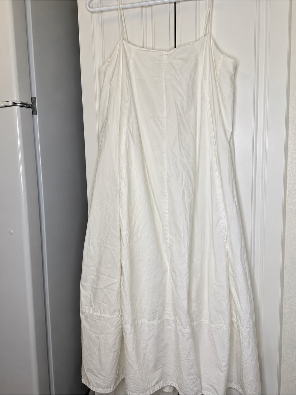 Free People White Midi Dress Spaghetti Strap Button Front Boho Summer Beach#0018